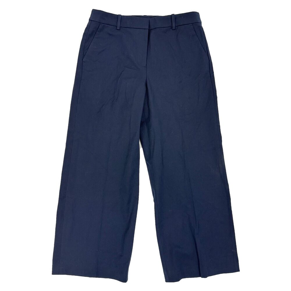 J.CREW Full-Length Remy Wide-Leg Pant 12P Navy Blue Slant Pockets NWT B87 - Picture 2 of 6
